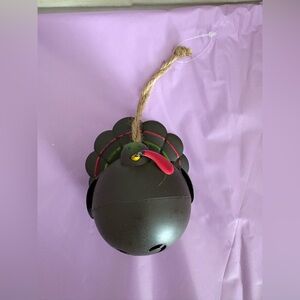 Vintage Brown Turkey Shaped Holiday bell ornament with FLAW